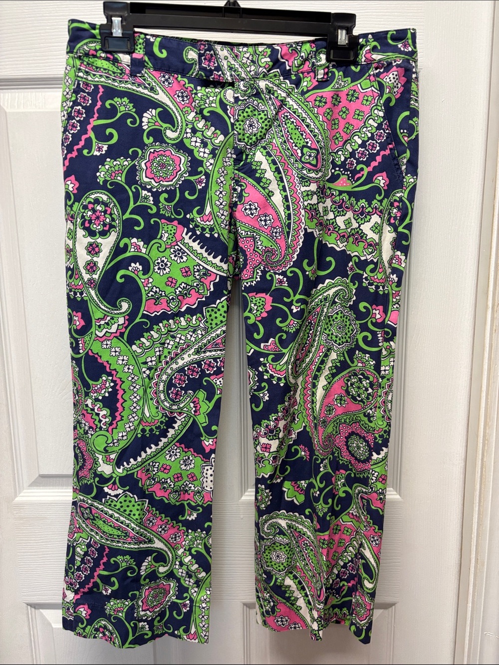 Lilly Pulitzer Bright Paisley Cropped Pants in Navy, Pink & Lime Sz 8